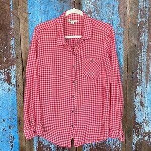 Ruff Hewn Red Checked Button Down Long Sleeve Shirt